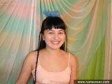 Russian teen brunette masturbates with dildo