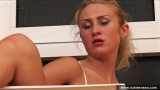 Russian teen blonde dildo fuck in gymnasium