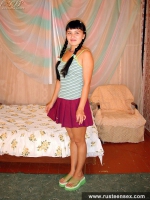 Russian teen brunette masturbating with dildo toy