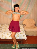 Russian teen brunette masturbating with dildo toy