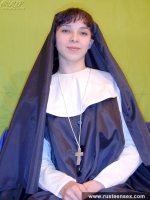 Russian teen nun masturbates with red dildo