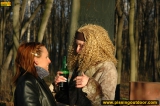 Girls pissing together outdoor