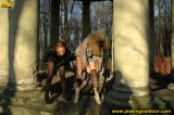 Girls pissing together outdoor
