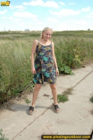 Pissing outdoor in rural fields