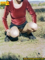 Outdoor pissing in the open field