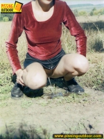 Outdoor pissing in the open field