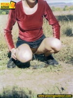 Outdoor pissing in the open field
