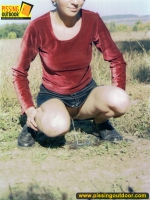 Outdoor pissing in the open field