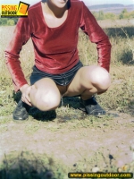 Outdoor pissing in the open field