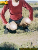 Outdoor pissing in the open field