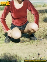 Outdoor pissing in the open field