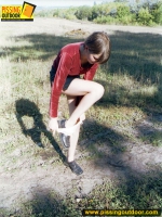 Outdoor pissing in the open field