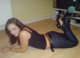 Posing in stockings and jeans