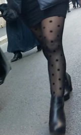 Beauty Legs With Black Stockings Nylon (teen) candid