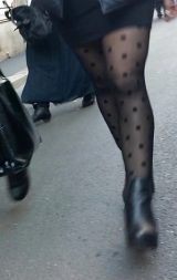 Beauty Legs With Black Stockings Nylon (teen) candid