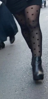 Beauty Legs With Black Stockings Nylon (teen) candid