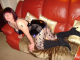 Sexy babe in tights dressed to impress