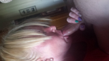 Blonde slut deapthroats cock