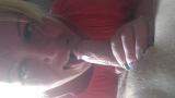 Blonde slut deapthroats cock