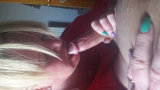Blonde slut deapthroats cock