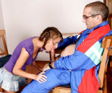 teen girls giving old man a blowjob