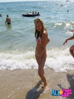 Naughty girlfriends beach posing