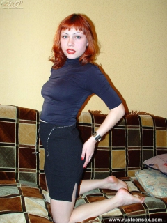 Young ginger teen striptease - N