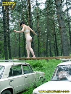 Teen pisses in the forest - N