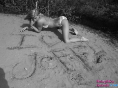 Outdoor white bikini posing - N