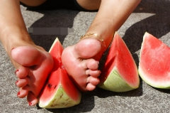 Mature feet and watermelon - N