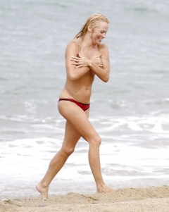 Pamela Anderson Goes Topless on a Beach in France - N