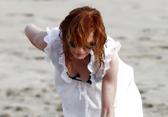 Beautiful Marg Helgenberger wearing black bikini. - N