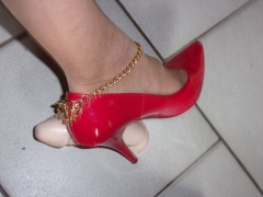 Rubbing cock with my heels on - N