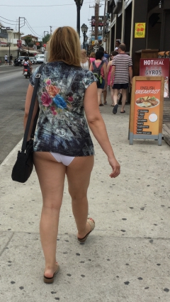 Only in panties and short t-shirt in public - N