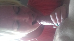 Blonde slut deapthroats cock - N