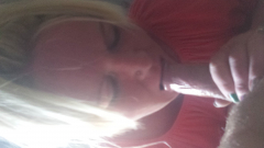 Blonde slut deapthroats cock - N
