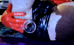 Latex boots anal enema - N