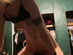 Small tit GF gives POV blowjob on my denim