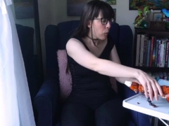 Amateur busty brunette masturbates and does hand job
