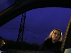 Blonde banging stranger in public pov at night