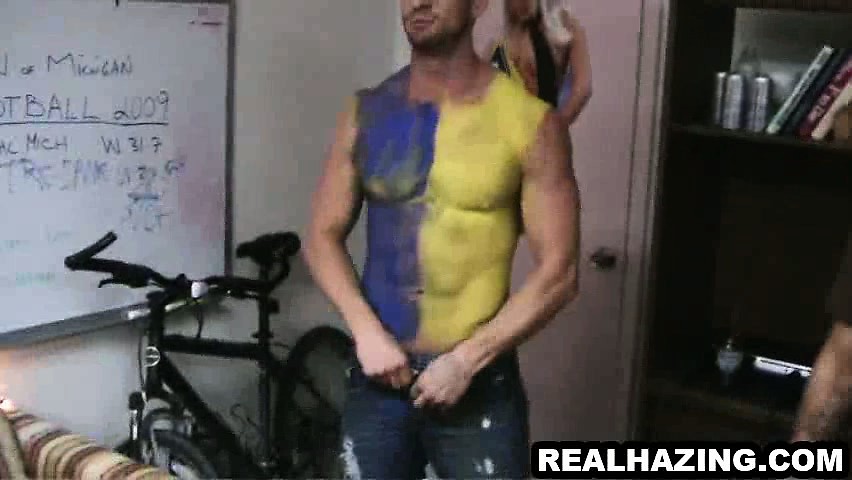 Stud hazed by sucking cock after losing beer pong