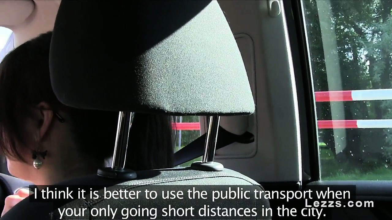 Lesbian girlfriends oral sex in the car while driving