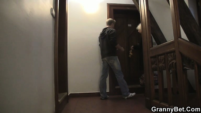 Nice blonde woman pleases neighbor