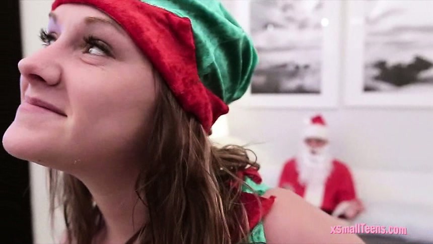 Cute teen dwarf Lizzie Bell sucked off and fucked by santa