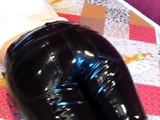 Squeezingmy ass in shiny vinyl pants