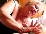 Big grandma sucking slowly dick and lick cum