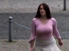 busty-girl-walking-no-bra-jiggling