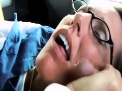 Mature girl blowjob and facial in car