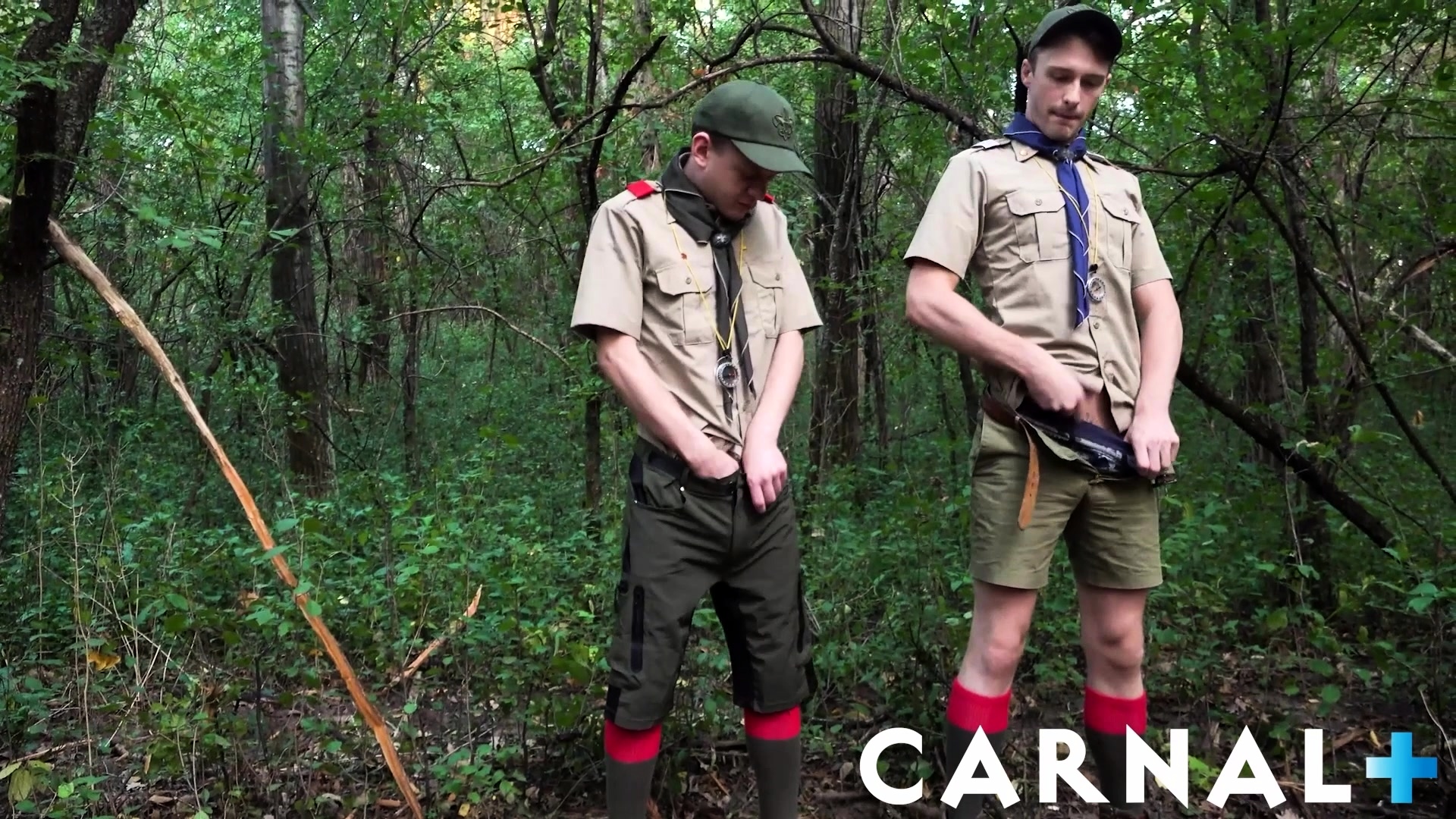 Nervous scout barebacked outdoors by Bishop Angus
