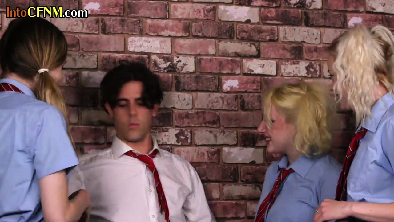 CFNM college femdoms suck in group